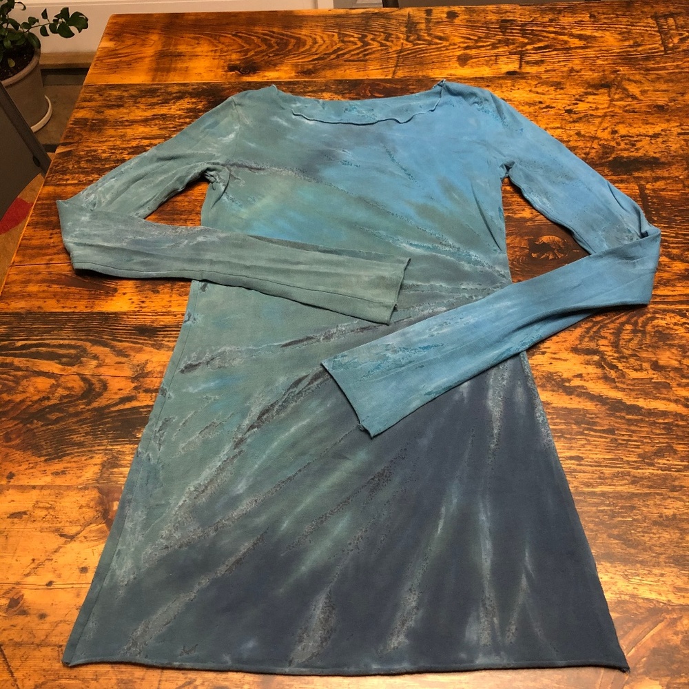 Hard Tail Forever Long Skinny Tee Teal Tie Dye